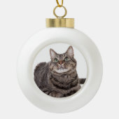 Gray Tabby Cat Keramik Kugel-Ornament (Vorderseite)