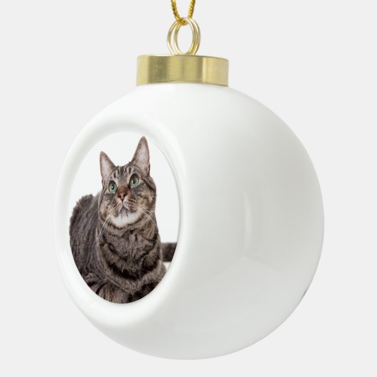 Gray Tabby Cat Keramik Kugel-Ornament (Rechts)