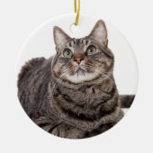 Gray Tabby Cat Keramik Ornament (Vorne)