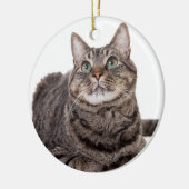 Gray Tabby Cat Keramik Ornament (Links)