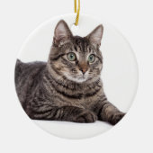 Gray Tabby Cat Keramik Ornament (Vorne)