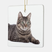 Gray Tabby Cat Keramikornament (Links)