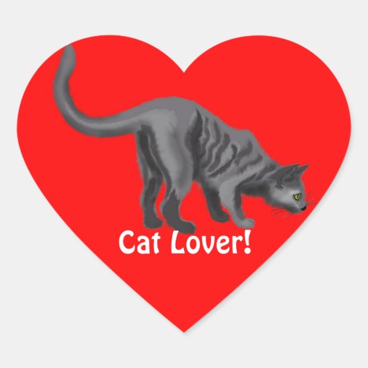 Gray Tabby Cat Lover Heart Stickers (Vorderseite)