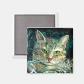 Gray Tabby Cat Magnet (Vorderseite/Rückseite)