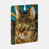 Gray Tabby Cat Metal Ornament Aus Metall (Vorderseite Rechts)