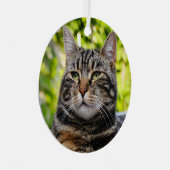 Gray Tabby Cat Metal Ornament Aus Metall (Vorderseite Rechts)