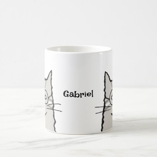 Gray Tabby Cat mit Brille Cat Lover individuelle N Kaffeetasse (Mittel)