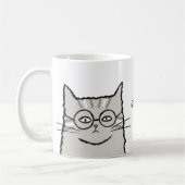 Gray Tabby Cat mit Brille Cat Lover individuelle N Kaffeetasse (Links)