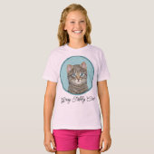 Gray Tabby Cat Painting - Niedlich Original Cat Ar T-Shirt (Vorne ganz)