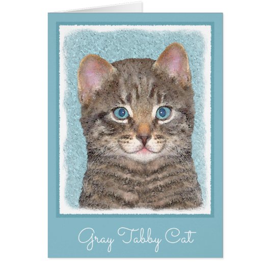 Gray Tabby Cat Painting - Niedliche Original Cat A (Vorne)