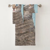 Gray Tabby Cat Painting - Niedliche Original Cat A Badhandtuch Set (Insitu)