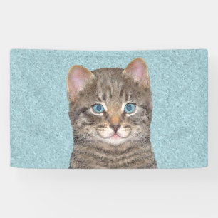 Gray Tabby Cat Painting - Niedliche Original Cat A Banner