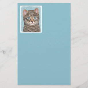 Gray Tabby Cat Painting - Niedliche Original Cat A Briefpapier