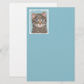 Gray Tabby Cat Painting - Niedliche Original Cat A Briefpapier (Vorne/Hinten)