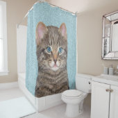 Gray Tabby Cat Painting - Niedliche Original Cat A Duschvorhang (Beispiel)