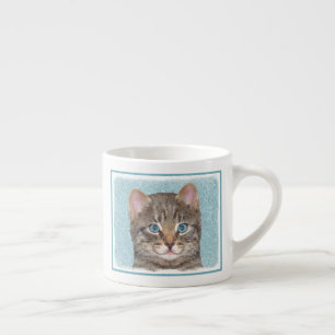 Gray Tabby Cat Painting - Niedliche Original Cat A Espressotasse