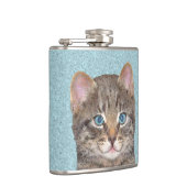 Gray Tabby Cat Painting - Niedliche Original Cat A Flachmann (Rechts)