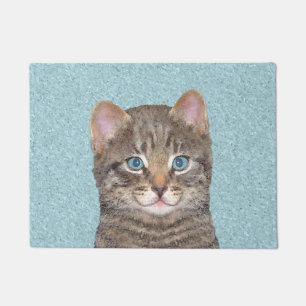 Gray Tabby Cat Painting - Niedliche Original Cat A Fußmatte