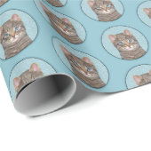 Gray Tabby Cat Painting - Niedliche Original Cat A Geschenkpapier (Rolleneckpunkt)