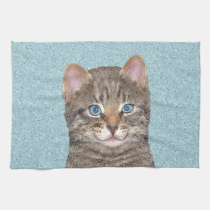 Gray Tabby Cat Painting - Niedliche Original Cat A Geschirrtuch