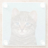 Gray Tabby Cat Painting - Niedliche Original Cat A Glasuntersetzer (Rückseite)