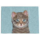 Gray Tabby Cat Painting - Niedliche Original Cat A Große Geschenktüte (Vorderseite)