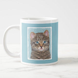 Gray Tabby Cat Painting - Niedliche Original Cat A Jumbo-Tasse