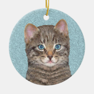 Gray Tabby Cat Painting - Niedliche Original Cat A Keramikornament