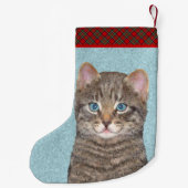 Gray Tabby Cat Painting - Niedliche Original Cat A Kleiner Weihnachtsstrumpf (Rückseite)