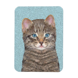 Gray Tabby Cat Painting - Niedliche Original Cat A Magnet