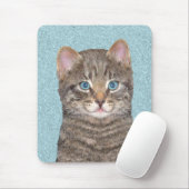 Gray Tabby Cat Painting - Niedliche Original Cat A Mousepad (Mit Mouse)