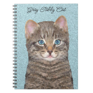 Gray Tabby Cat Painting - Niedliche Original Cat A Notizblock