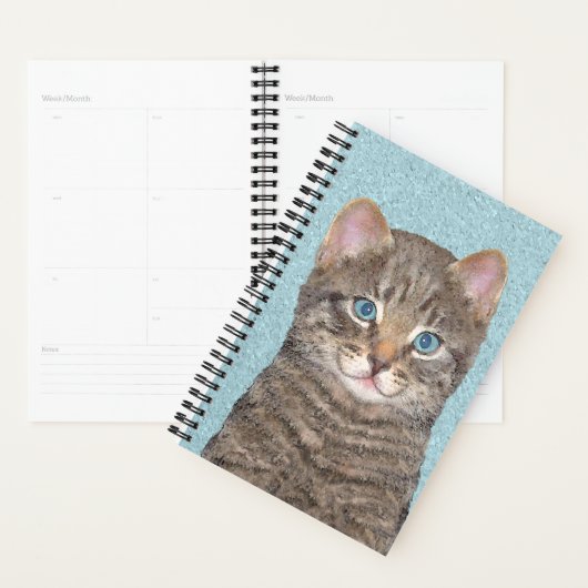 Gray Tabby Cat Painting - Niedliche Original Cat A Planer (Anzeige)