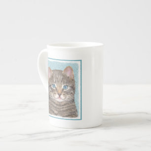 Gray Tabby Cat Painting - Niedliche Original Cat A Porzellantasse