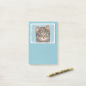 Gray Tabby Cat Painting - Niedliche Original Cat A Post-it Klebezettel (Auf Schreibtisch)