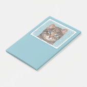 Gray Tabby Cat Painting - Niedliche Original Cat A Post-it Klebezettel (angewinkelt)