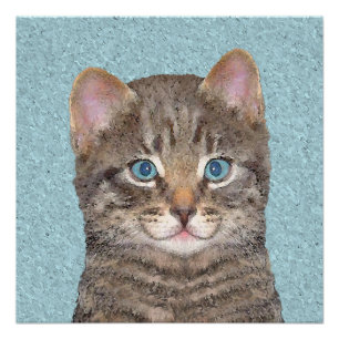 Gray Tabby Cat Painting - Niedliche Original Cat A Poster