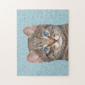 Gray Tabby Cat Painting - Niedliche Original Cat A Puzzle (Vertikal)