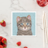 Gray Tabby Cat Painting - Niedliche Original Cat A Serviette (Beispiel)
