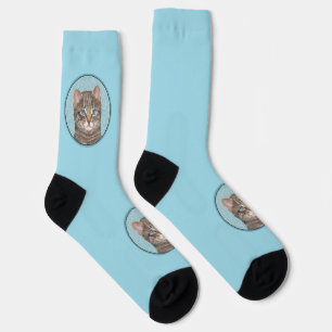 Gray Tabby Cat Painting - Niedliche Original Cat A Socken