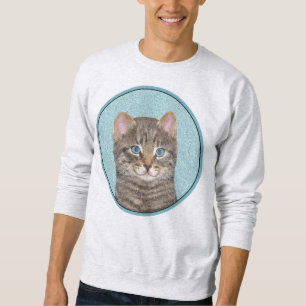 Gray Tabby Cat Painting - Niedliche Original Cat A Sweatshirt