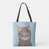 Gray Tabby Cat Painting - Niedliche Original Cat A Tasche (Rückseite)