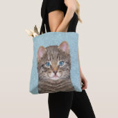 Gray Tabby Cat Painting - Niedliche Original Cat A Tasche (Von Nahem)