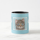 Gray Tabby Cat Painting - Niedliche Original Cat A Tasse (Zentrum)