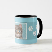 Gray Tabby Cat Painting - Niedliche Original Cat A Tasse (VorderseiteRechts)