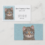 Gray Tabby Cat Painting - Niedliche Original Cat A Visitenkarte (Vorne/Hinten)