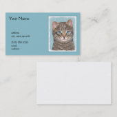 Gray Tabby Cat Painting - Niedliche Original Cat A Visitenkarte (Vorne/Hinten)