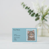 Gray Tabby Cat Painting - Niedliche Original Cat A Visitenkarte (Stehend Vorderseite)