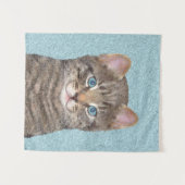 Gray Tabby Cat Painting - Niedliche Original Cat A Wandteppich (Vorderseite (Horizontal))