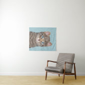 Gray Tabby Cat Painting - Niedliche Original Cat A Wandteppich (Beispiel (Horizontal))